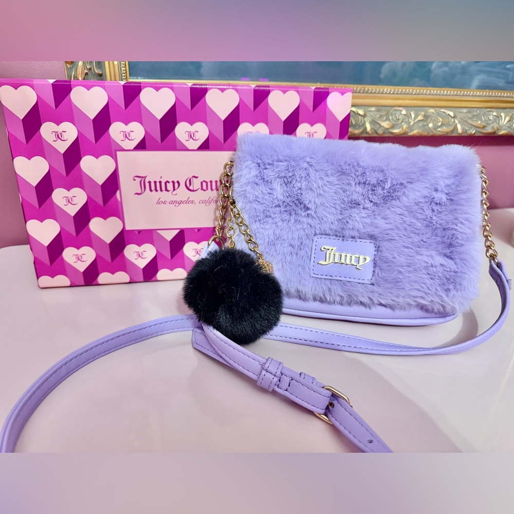 Juicy Couture Purple Faux Fur Crossbody Bag Y2K